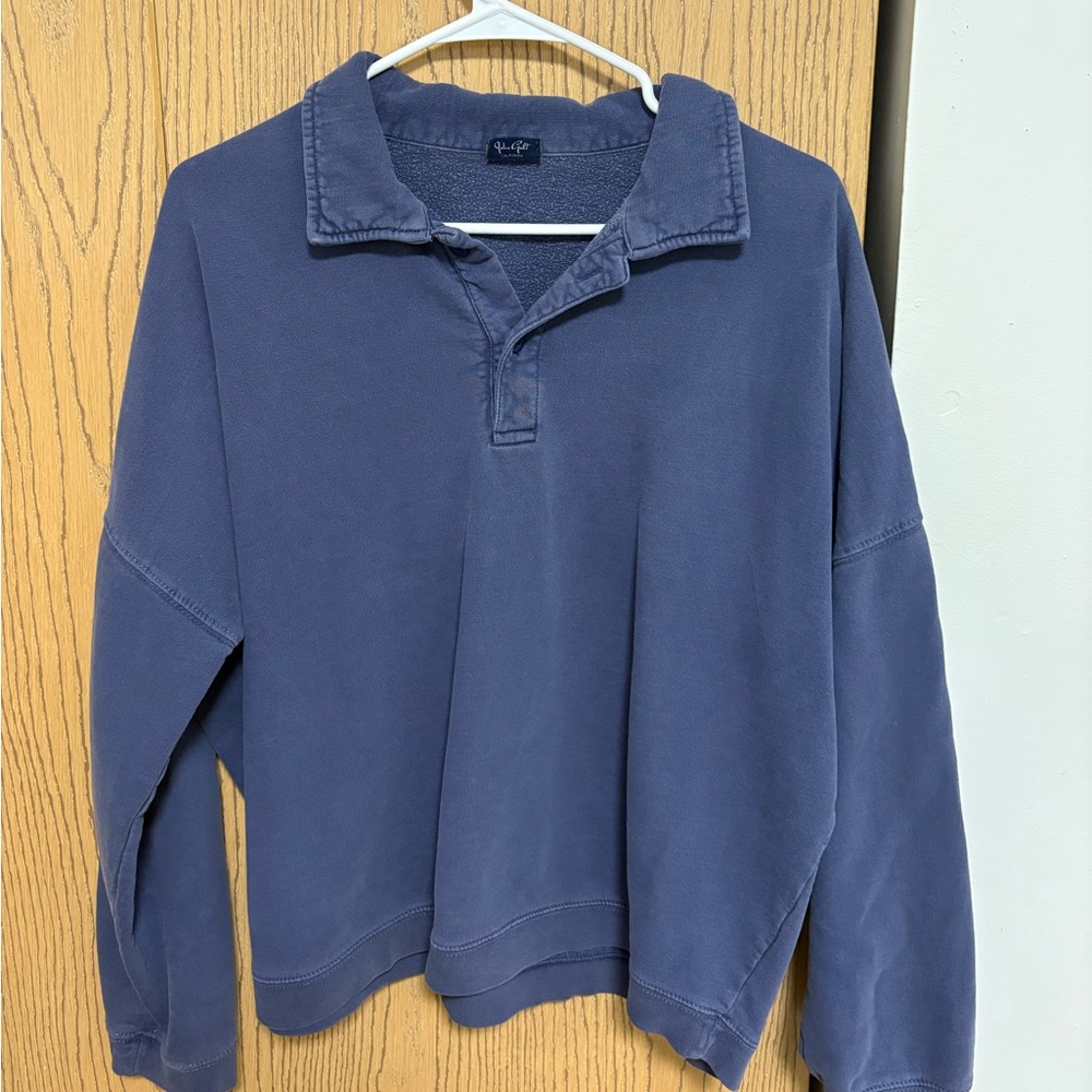 Brandy Melville Navy Long Sleeve Polo Sweatshirt